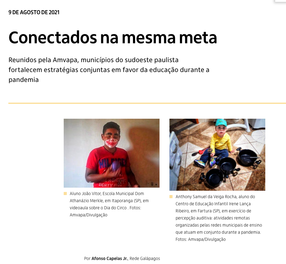 METAS COMUNS DA AMVAPA EDUCA/SP SÃO DESTAQUE EM MATÉRIA DO ITAÚ SOCIAL